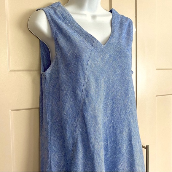 Crown Linen Designs Linen Midi Maxi Long Dress Size Medium Sleeveless V-Neck - Picture 3 of 12